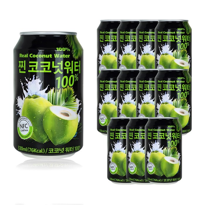 파모빗 찐 코코넛워터 100% 음료 주스 원액, 330ml, 12개 대표 이미지 - 코코넛 추천