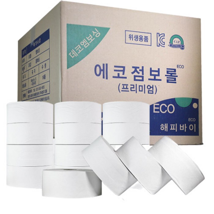 에코 프리미엄 무형광 점보롤 3겹 16롤, 1박스 대표 이미지 - 점보롤 화장지 추천