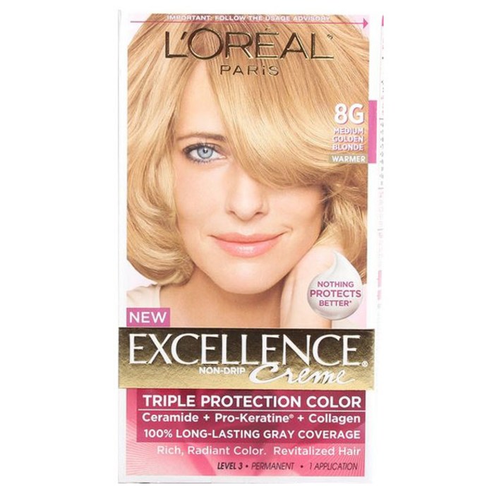 L'Oreal Paris 엑설런스 크림 헤어컬러, Medium Golden Blonde Warmer, 1개 대표 이미지 - 로레알 염색약 추천