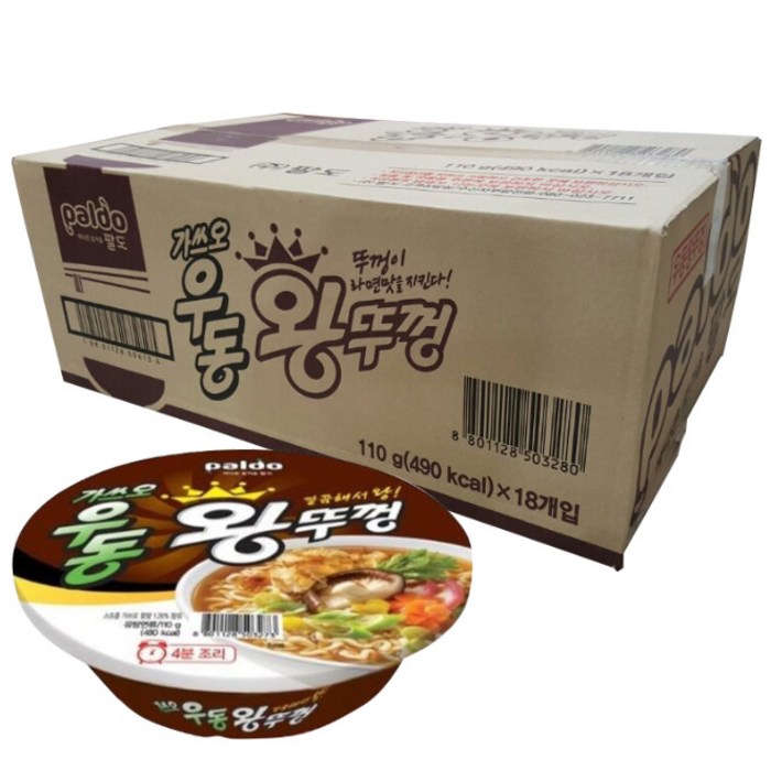 팔도 우동왕뚜껑 컵라면 1Box (110g x 18개입), 110g, 18개입 대표 이미지 - 팔도 라면 추천
