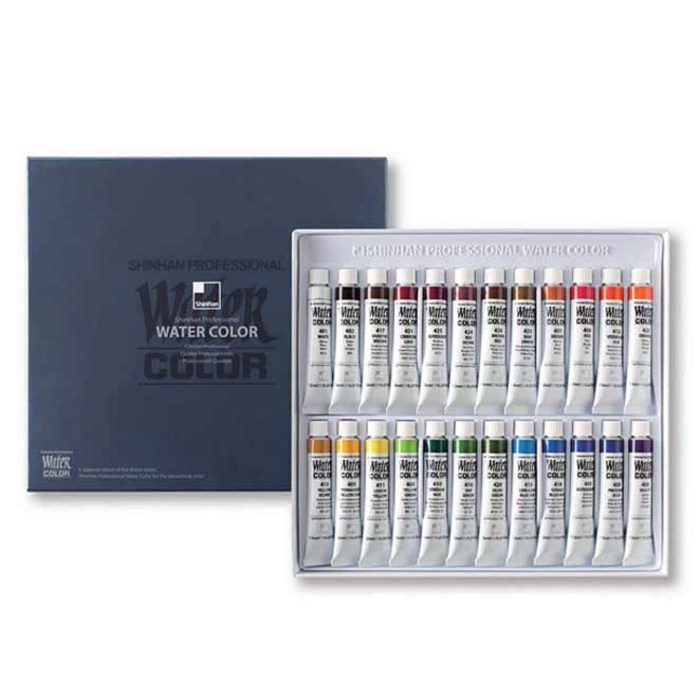 신한화구 전문가용 수채화물감 세트, 7.5ml, 24색 대표 이미지 - 수채화 물감 추천