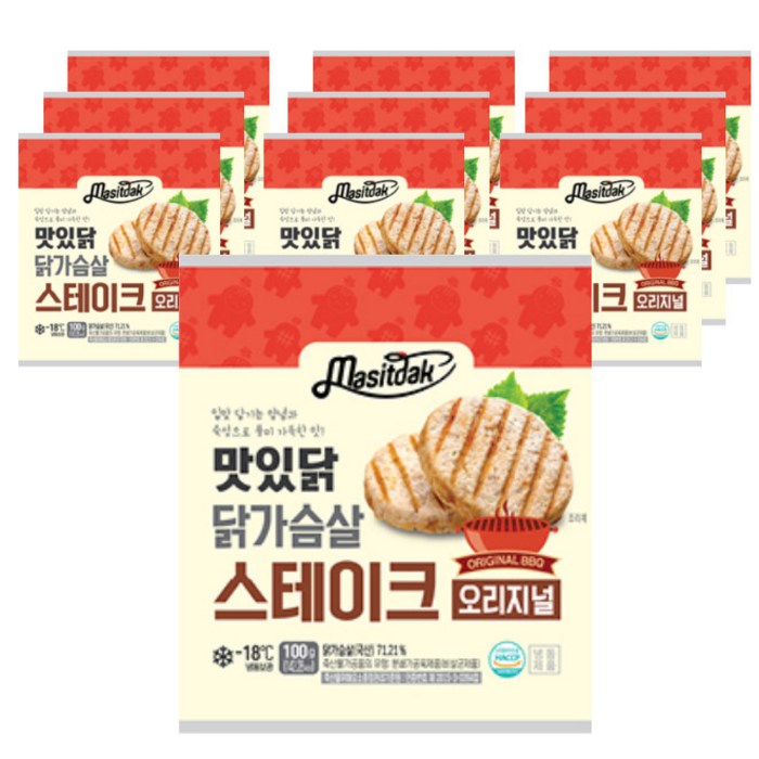 맛있닭 닭가슴살 스테이크 오리지널, 상세 설명 참조, 10팩 대표 이미지 - 가슴운동 추천