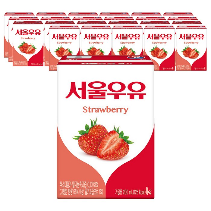 서울우유 멸균딸기우유200ml, 200ml, 24팩 대표 이미지 - 딸기맛 음료 추천