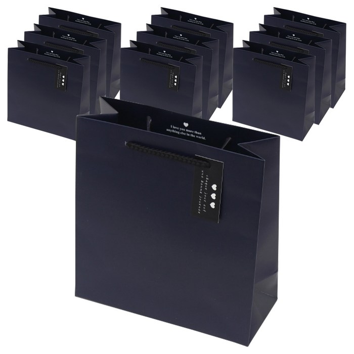 포포팬시 컬러팝 쇼핑백 10개입, 네이비 대표 이미지 - 종이가방 추천