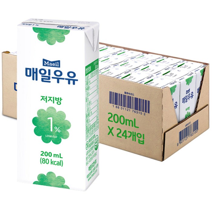 매일유업 저지방 1% 멸균 우유, 200ml, 24개 대표 이미지 - 저지방 우유 추천