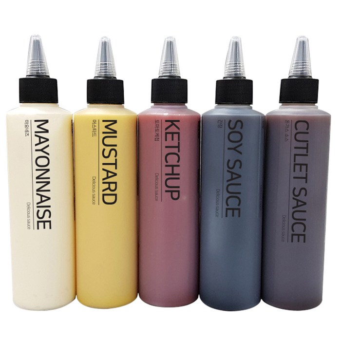 핸드팩토리 모던 스몰 소스통 5p + 블랙캡 5p +라벨 1p 세트, 250ml, 5개 대표 이미지 - 소스통 추천