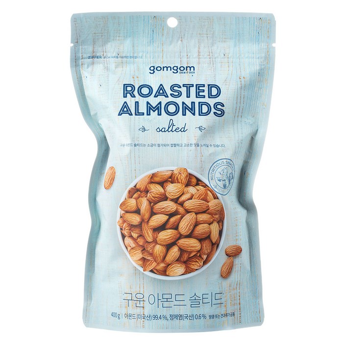 곰곰 구운 아몬드 솔티드, 400g, 1개 대표 이미지 - 곰곰 과자 추천