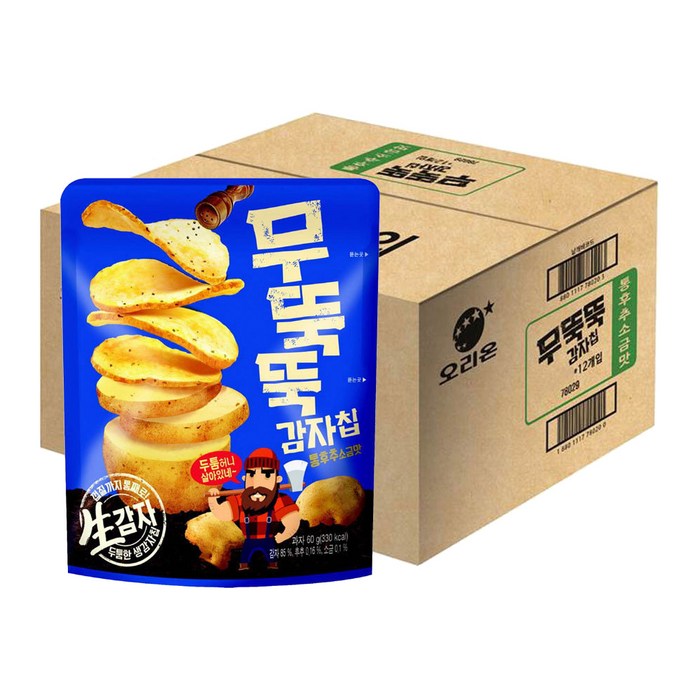 오리온 무뚝뚝감자칩 통후추 소금맛, 60g, 12개 대표 이미지 - 후추 추천