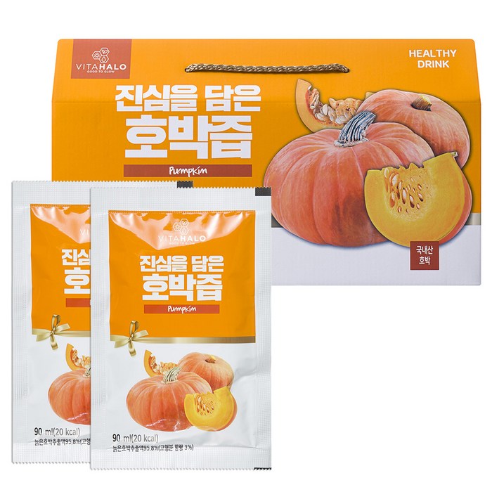 비타할로 진심을 담은 국내산 프리미엄 늙은 호박즙, 90ml, 30포 대표 이미지 - 호박즙 추천