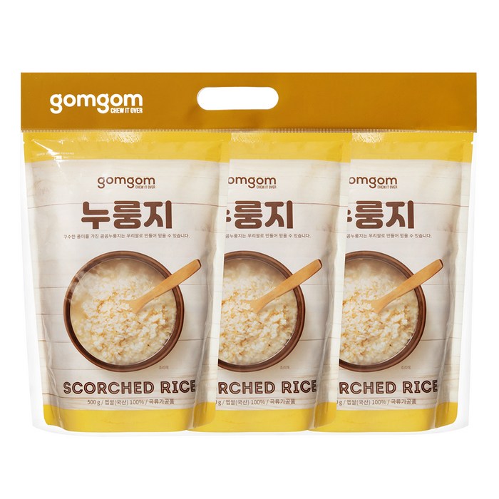 곰곰 구수한 끓여먹는 누룽지, 500g, 3개 대표 이미지 - 곰곰 과자 추천