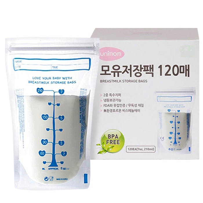 유니맘 모유저장팩 210ml, 120매, 1개 대표 이미지 - 모유저장팩 추천