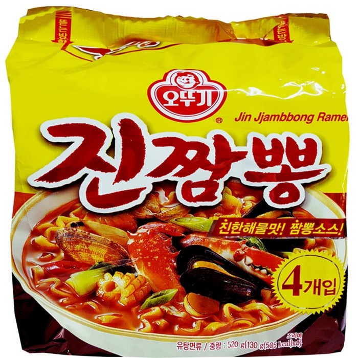 오뚜기 진짬뽕 봉지라면, 130g, 4개 대표 이미지 - 제일 싼 라면 추천