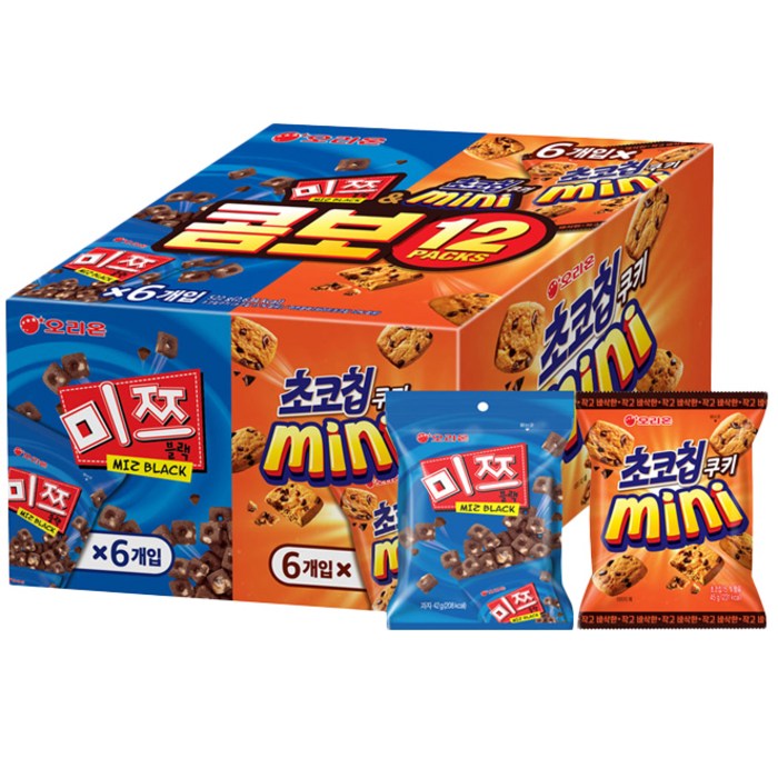 오리온 초코칩 45g x 6p + 미쯔 미니 42g x 6p, 1세트 대표 이미지 - 달달한 과자 추천