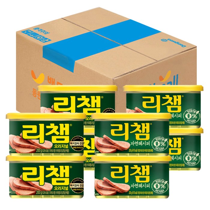 리챔 오리지널 200g x 4p + 자연레시피 200g x 4p, 1세트 대표 이미지 - 회사별 햄 비교 추천