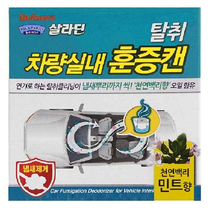 불스원 탈취 차량실내 훈증캔 민트향 본품, 3.4g, 1개 대표 이미지 - 훈증캔 추천
