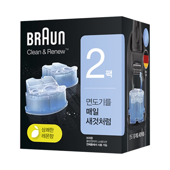 BRAUN 클린 앤 리뉴 면도기 세정액, CCR (2개입) 대표 이미지 - 면도기 세정액 추천