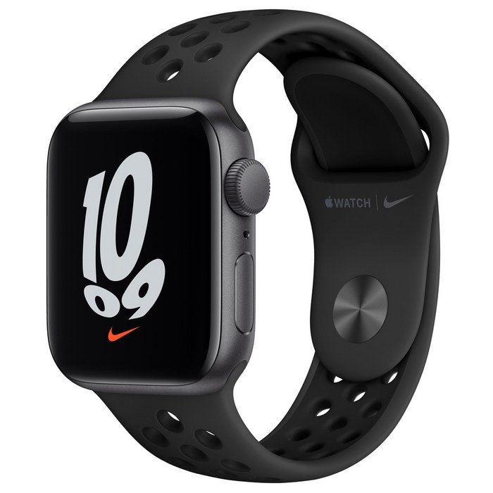 Apple 애플워치 SE 나이키, 스페이스그레이 알루미늄 케이스, 안트라사이트 +블랙 스포츠 밴드, 44mm, GPS 대표 이미지 - 애플워치 SE 색깔 추천