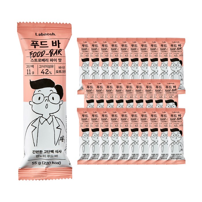 랩노쉬 푸드바 스트로베리파이, 55g, 30개 대표 이미지 - 랩노쉬 추천