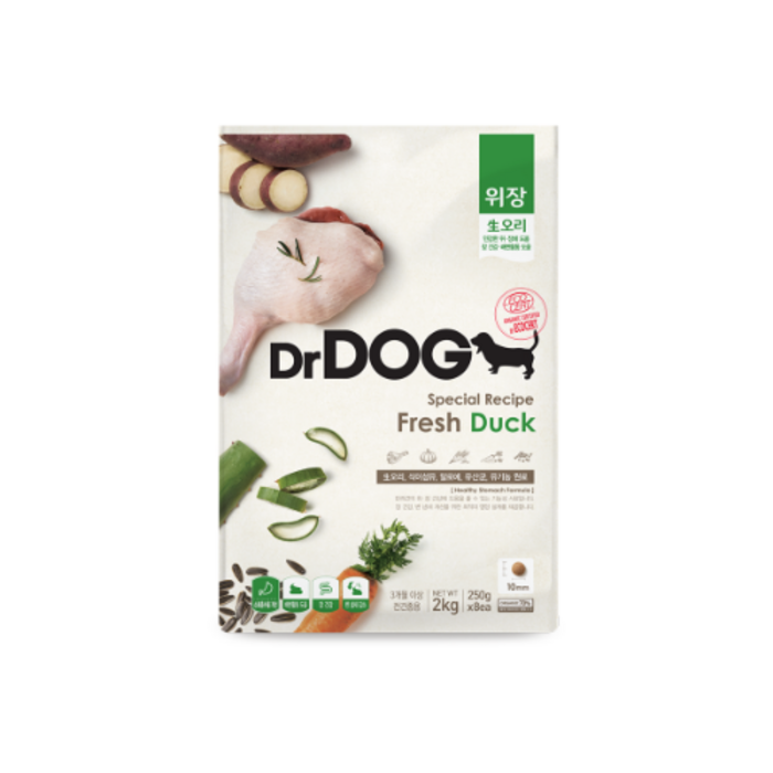 닥터독 3개월 이상 오리 위장 닥터독 사료, 2kg, 1개 대표 이미지 - 골든리트리버 사료 추천