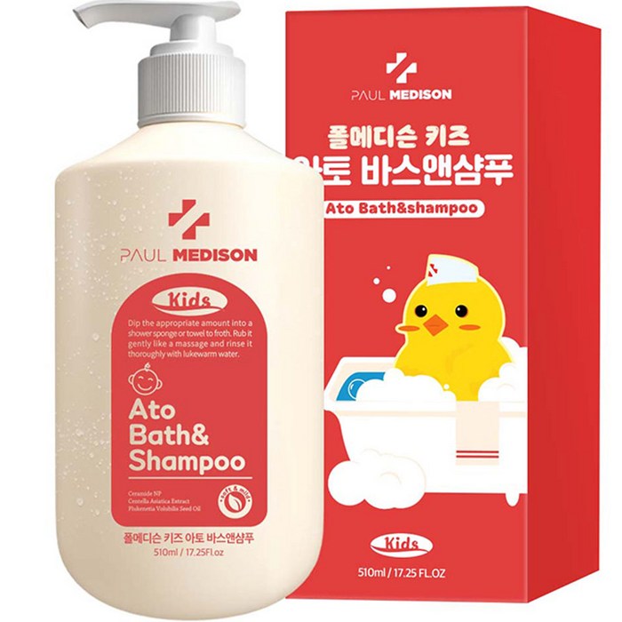 폴메디슨 키즈 아토 약산성 바스앤샴푸 베이비파우더향 510ml, 1개 대표 이미지 - 아기 샴푸 추천