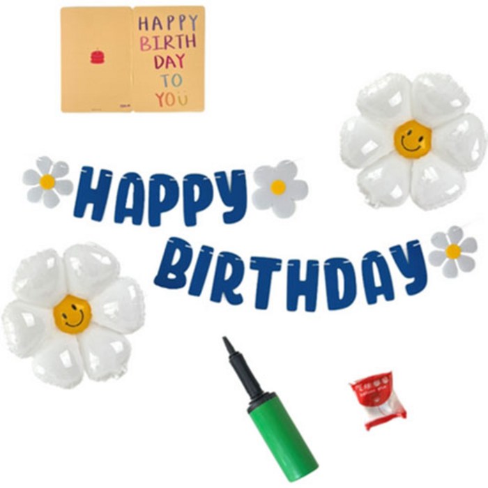 데이지 플라워 생일 가랜드 세트, 블루, 1세트 대표 이미지 - 파티 장식 추천