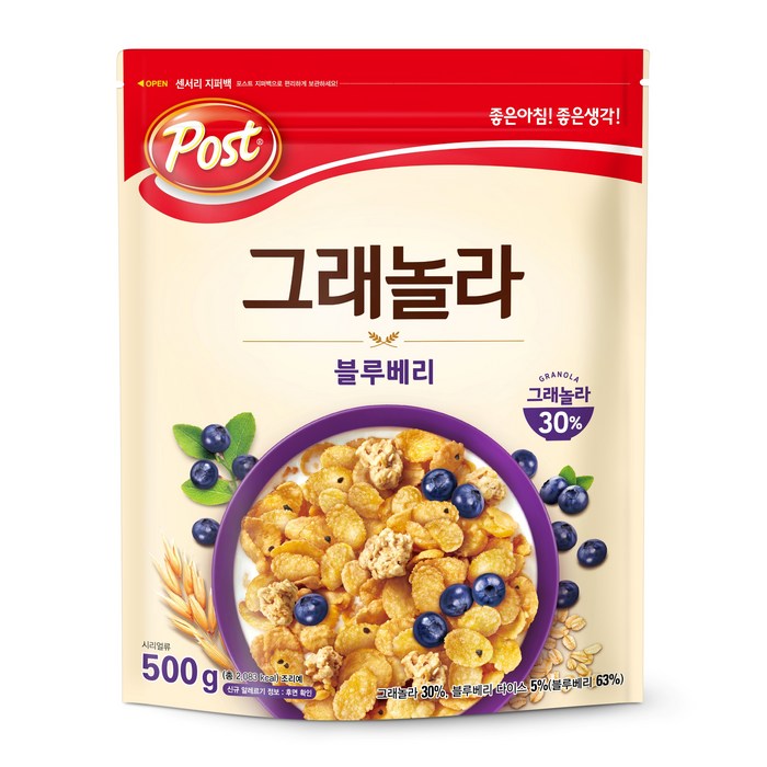 포스트 그래놀라 블루베리 시리얼, 500g, 1개 대표 이미지 - 그래놀라 추천