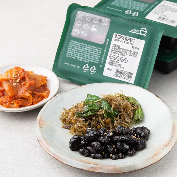 테이스티나인 서리태콩자반 100g + 꽈리고추 멸치볶음 50g + 들기름에 볶은 김치 100g, 1세트 대표 이미지 - 콩자반 추천