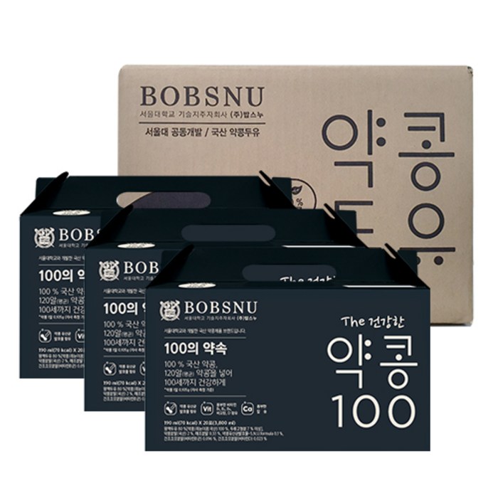 서울대밥스누 THE 건강한 약콩 100 두유, 190ml, 60개 대표 이미지 - 서울대 추천