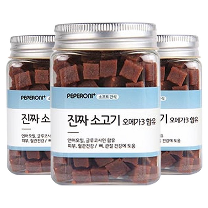 페페로니 오메가3 애견용 져키 180g, 소고기, 3개 대표 이미지 - 강아지 소고기 추천