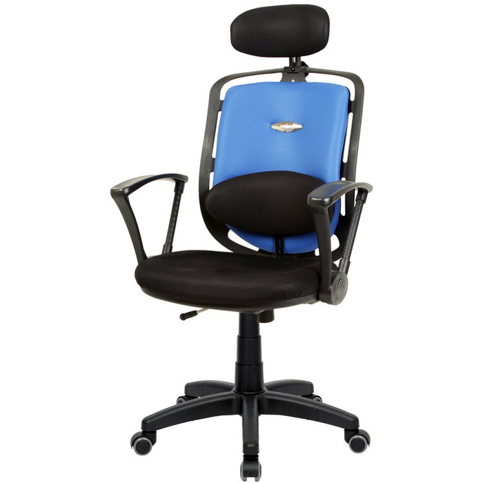 청심의자 스마트 고급형 대요추 의자 우레탄 바퀴 메쉬원단 SD600, 블루