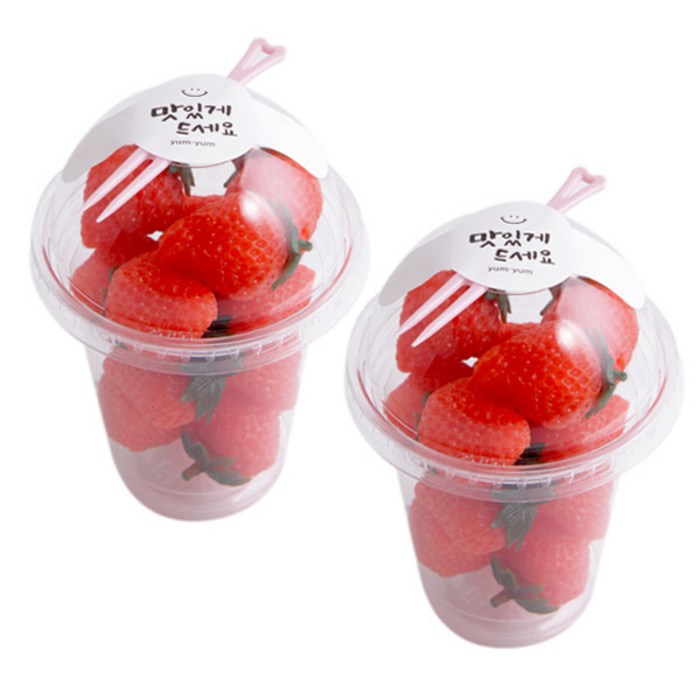 봄91 D-11 330ml 돔형 디저트컵 50p + 맛있게드세요캔디팝 스티커 50p + 포크 랜덤 발송 50p, 1세트 대표 이미지 - 과일컵 추천