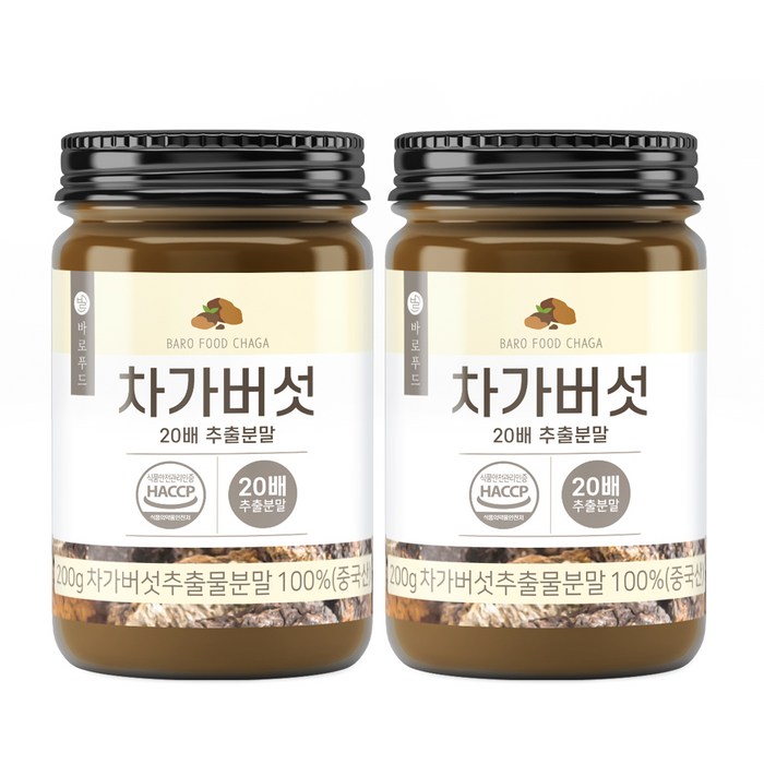 바로푸드 차가버섯 20배 추출분말, 200g, 2개 대표 이미지 - 차가버섯 추천