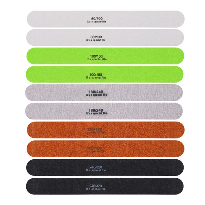 메이브라운 인조손톱 자연네일 네일파일 10종세트 C19-et014, 1세트, 혼합 색상