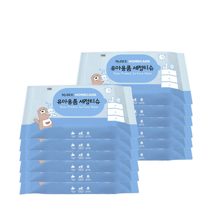 마이비 유아용품 세정 티슈 휴대리필형, 15매입, 12개