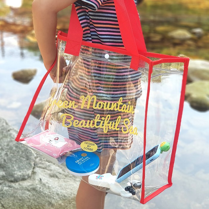고앤비 레터링 투명 PVC 물놀이 여행 비치 가방 bg451 대표 이미지 - 방수가방 추천