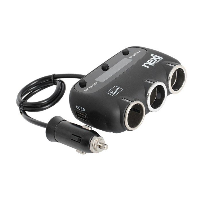 넥시 차량용 시거잭 3구 USB 2포트 멀티 소켓 퀄컴 NX891, NX-3SOCK, 블랙 대표 이미지 - 멀티 시거잭 추천