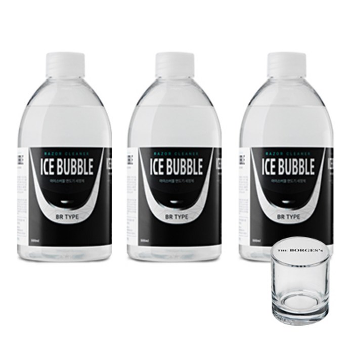 아이스버블 브라운 호환 BR타입 면도기세정액 500ml x 3p + 세척용 유리컵 대표 이미지 - 면도기 세정제 추천