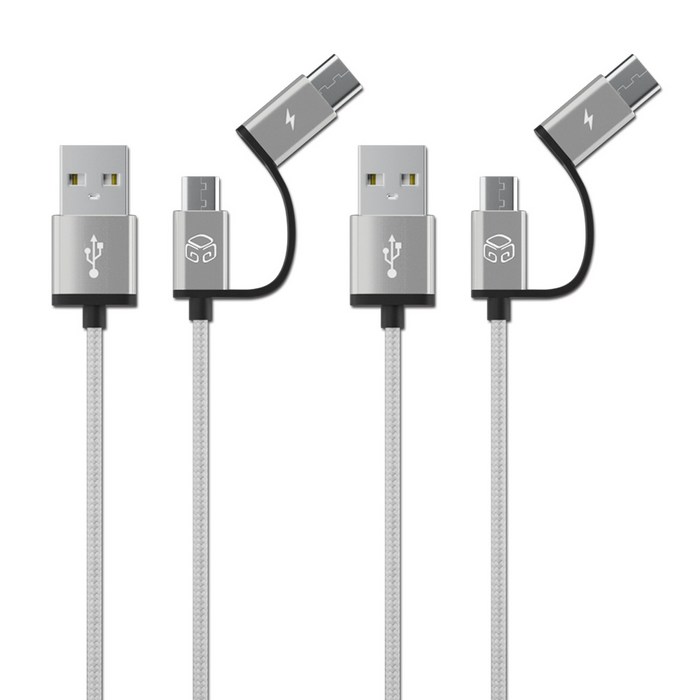 디지지 C타입 5핀 USB 2in1 고속 충전 케이블 150cm, 실버, 2개 대표 이미지 - 디지지 고속 충전 케이블 추천