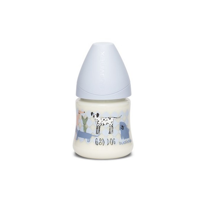 스와비넥스 퍼피프렌즈 컬렉션 신생아용 실리콘 젖병 150ml, 슬로우(0~4개월 이상), 퍼피 블루