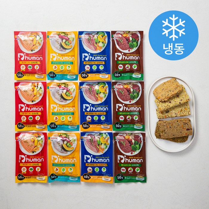 듀먼 오리지널 영양특식 50g x 4종세트 (냉동), 닭가슴살 + 채소 혼합맛, 연어 + 채소 혼합맛, 오리안심 + 채소 혼합맛, 소고기 + 채소 혼합맛, 3세트 대표 이미지 - 강아지 화식 추천