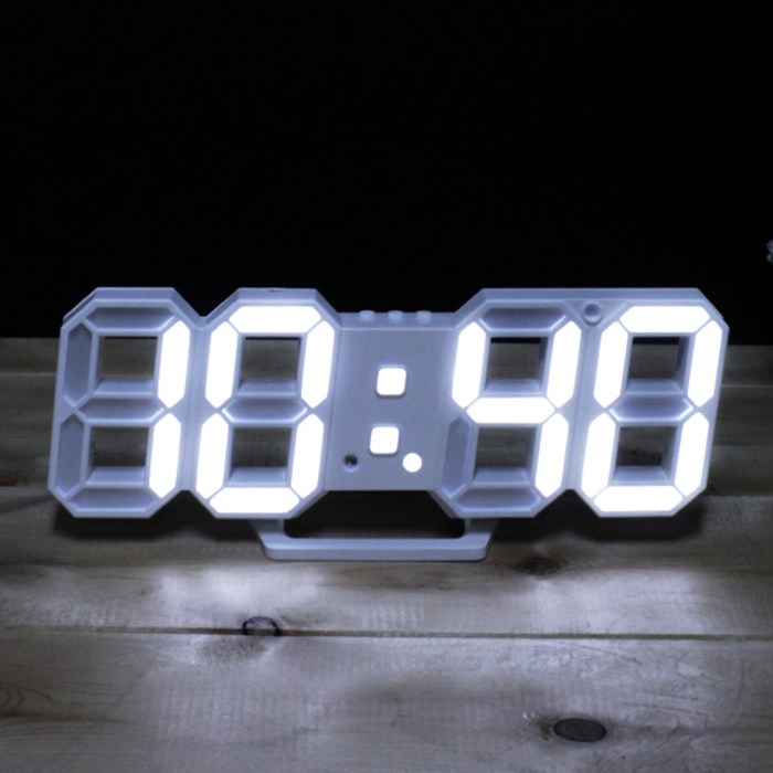 모가비 3D LED 디지털 시계 MOG-037, 화이트