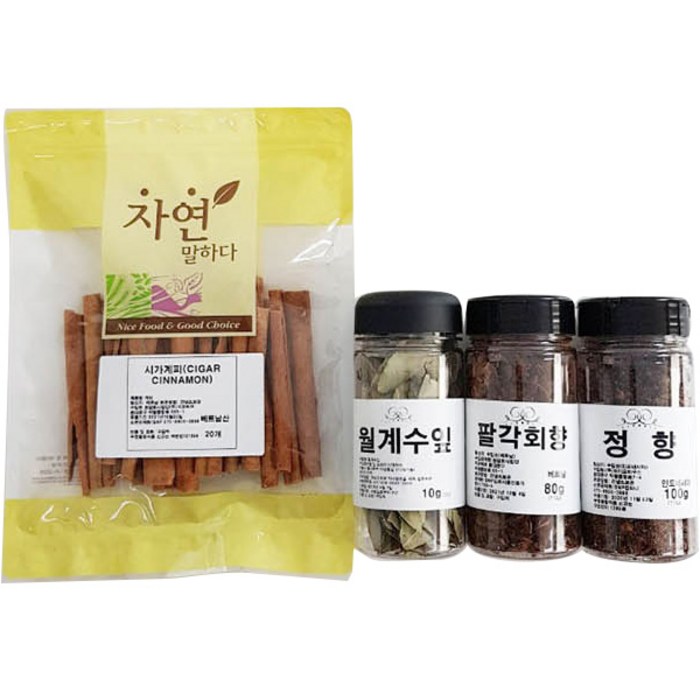 자연공방선율 뱅쇼 만들기 재료 팔각회향 80g + 정향 100g + 시가계피 500g + 월계수잎 10g 세트, 1세트 대표 이미지 - 팔각 추천