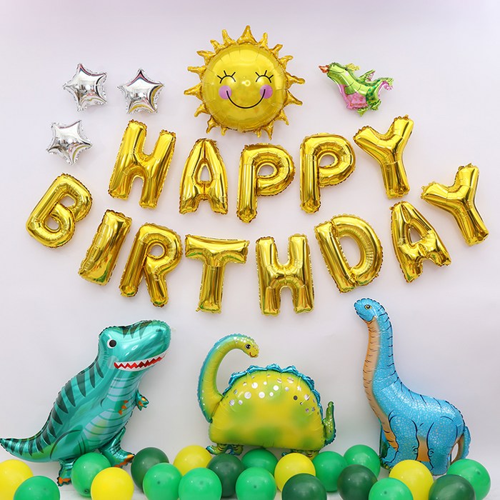 공룡 생일 풍선 세트, 블루, 1세트 대표 이미지 - 파티 장식 추천