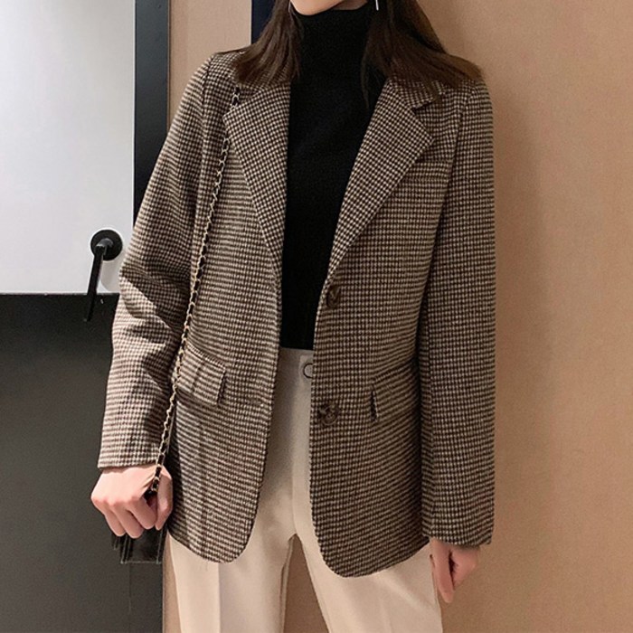 포플러앤씨 듀셀 투버튼 자켓 대표 이미지 - 여자 투버튼 자켓 추천