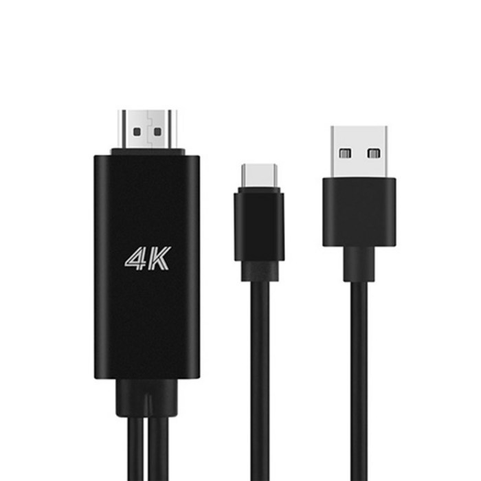 C타입 4K HDIM 미러링 케이블 USB충전지원, 블랙 대표 이미지 - 미러링 케이블 추천