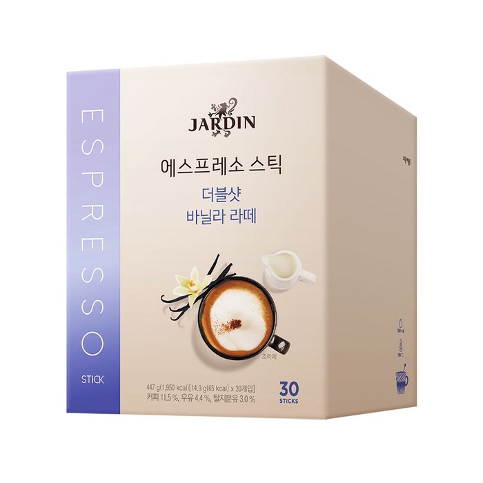 쟈뎅 에스프레소 스틱 더블샷 바닐라 라떼, 16.3g, 30개 대표 이미지 - 바닐라라떼 추천