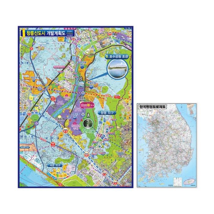 지도닷컴 창릉신도시 개발계획도 코팅형 대 150 x 210 cm + 지도 랜덤발송 대표 이미지 - 신도시 개발계획도 추천