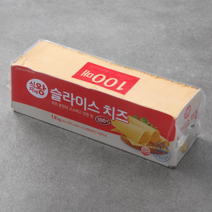 식자재왕 슬라이스 치즈 100매입, 1.8kg, 1개 대표 이미지 - 슬라이스 치즈 추천