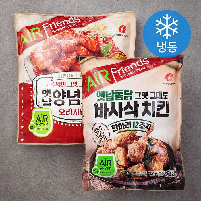 마니커애프앤지 바사삭 치킨 한마리 12조각 500g + 옛날 양념치킨 오리지날 600g (냉동), 1세트 대표 이미지 - 마니커에프앤지 추천