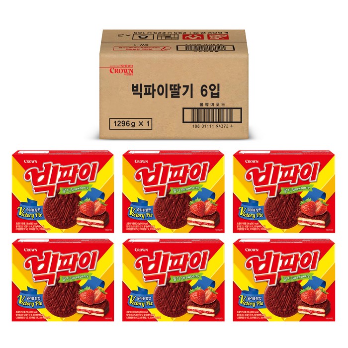 빅파이 딸기 6p, 1296g, 1개 대표 이미지 - 달달한 과자 추천